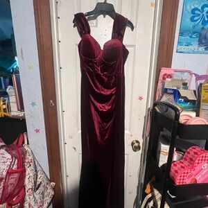 Elegant Burgundy Velvet Gown